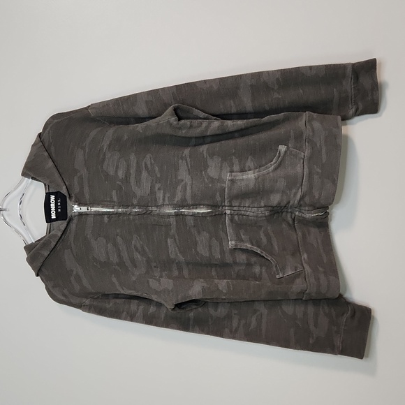 Monrow Mini Kids Zip-Up Hoodie With Green Camouflage Print, Size 12 (6+) ~ VGUC - Picture 2 of 12